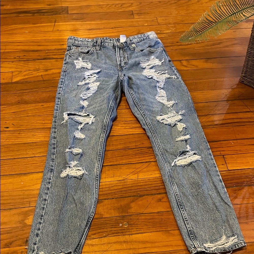 Distressed Blue Jeans